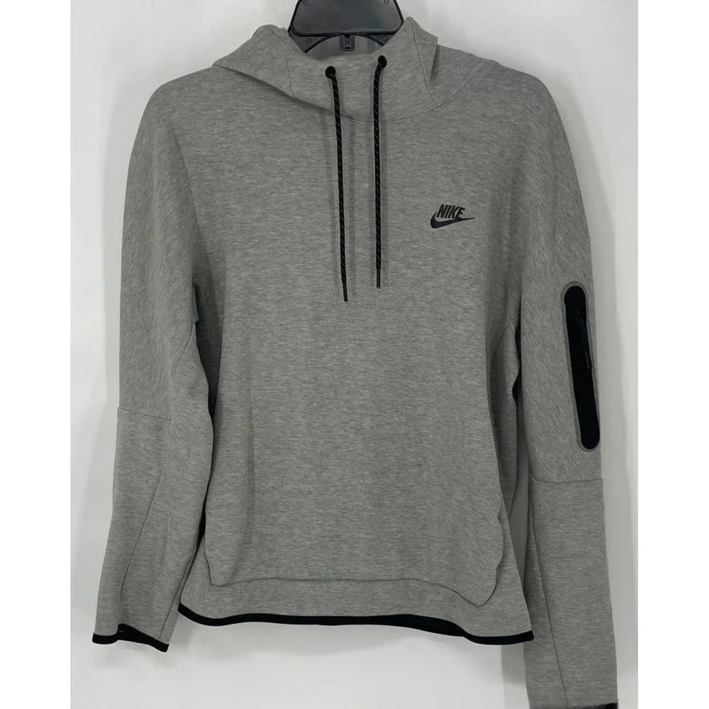 NIKE Dri-Fit Pullover Hoodie Gray Black Trim Size M‎